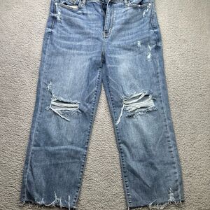 JUDY BLUE Celeste High Rise With Distressed Crop Wide Leg Sz 13/31